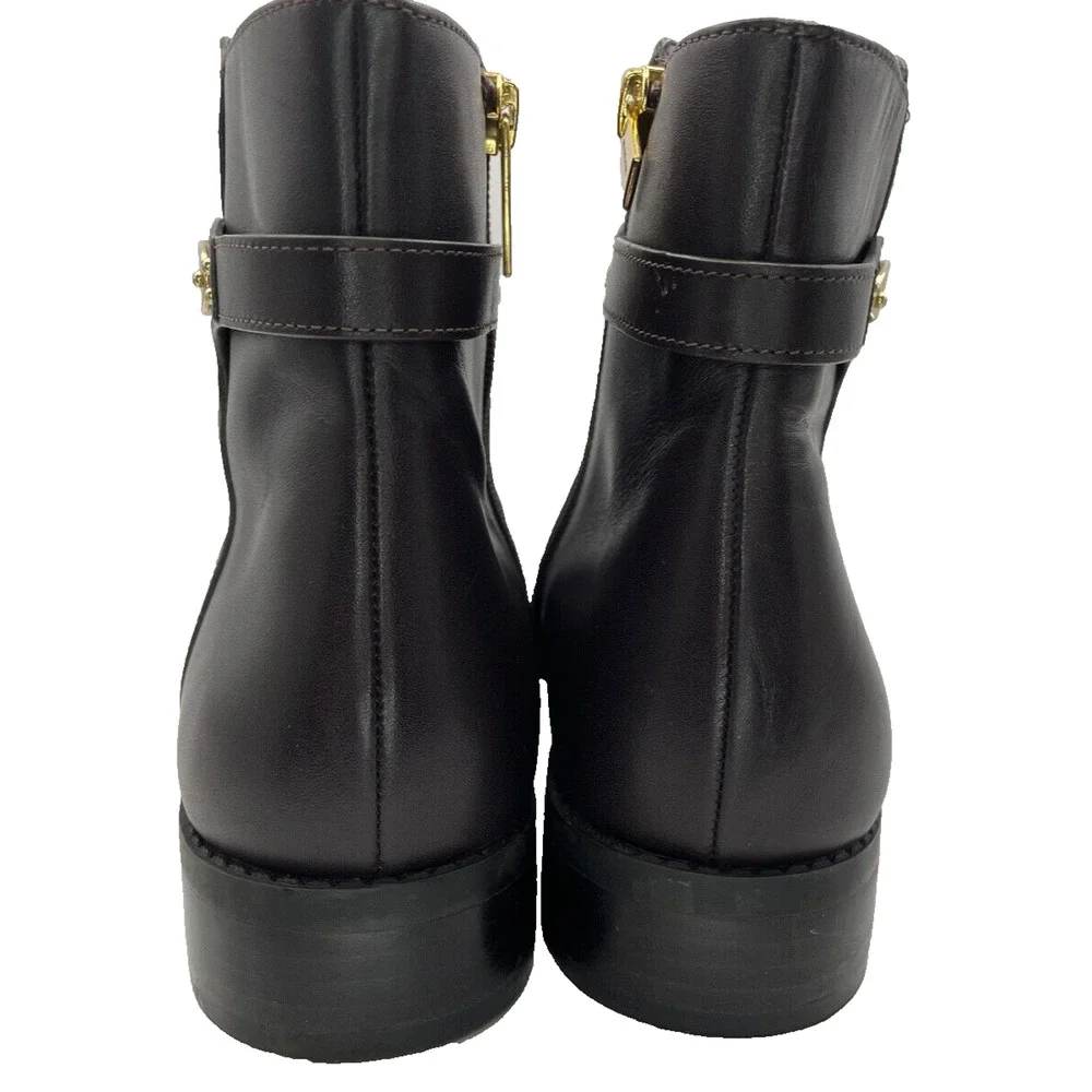 Michael Kors FINLEY Chocolate Brown Flat Bootie Ankle Boots Flat Size 9M USED